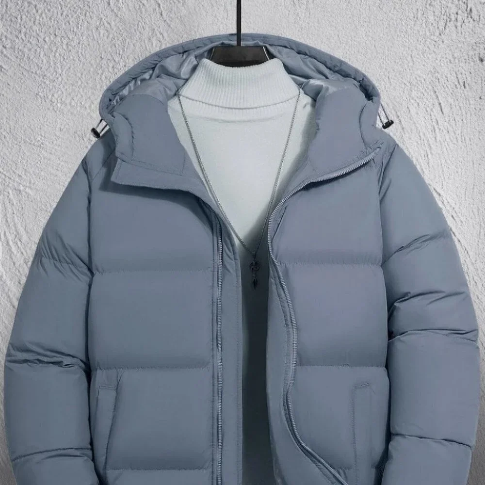 Dusty Blue Mens Zipper Puffer Coat